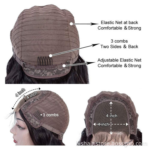 Water Wave 4x4 Front Lace Wig Human Hair Pre-inserted 150% Density Brazil  Wet Wave Real Human Hair Wig Suitable for Femal